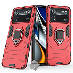 Htdmobiles Coque rigide anti choc pour Xiaomi Poco X4 Pro 5G + verre trempe - ROUGE