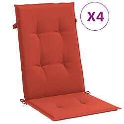 vidaXL Coussins de chaise à dossier haut lot de 4 rouge mélangé tissu