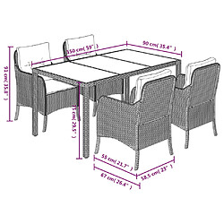 vidaXL Ensemble à manger de jardin coussins 5pcs Noir Résine tressée pas cher