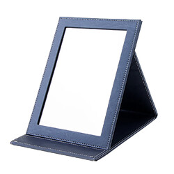 PU cuir maquillage pliable miroir portable compact poche cosmétique miroir bleu