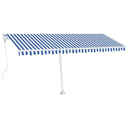 Maison Chic Auvent automatique | Store banne extérieur | Marquise capteur de vent/LED 500x300 cm Bleu et blanc -MN99294