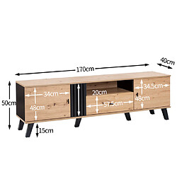 Avis ComfortXL Meuble Tv Élégant De 172 Cm Avec Design En Bois Et Noir, Meuble Tv