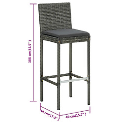 vidaXL Tabourets de bar avec coussins lot de 6 gris résine tressée pas cher