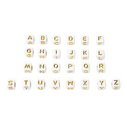 Avis Ensemble de 2210 6x6mm Blanc Or Cube Acrylique Alphabet Lettre Perles DIY pour Noël