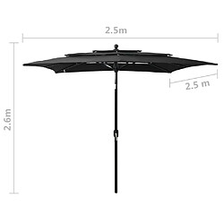 vidaXL Parasol de jardin à 3 niveaux avec mât en aluminium noir pas cher