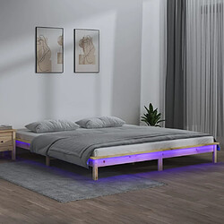 vidaXL Cadre de lit à LED sans matelas 200x200 cm bois massif 