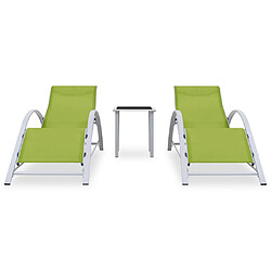 vidaXL Chaises longues 2 pcs avec table Aluminium Vert