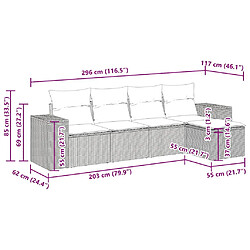 vidaXL Salon de jardin avec coussins 5 pcs beige résine tressée pas cher