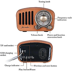 Avis Universal Radio Radio Bluetooth Bluetooth 4.2 Mini haut haut-parleur Bluetooth 4.2 en bois portable Bluetooth Bluetooth 4.2 avec subwoofer, marron