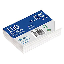 Dohe 30366-Lot de 100 fiches bristol Uni blanche 180 g n ° 2 75 x 125 mm