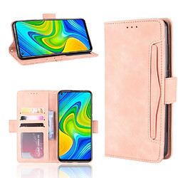 Etui en PU unique avec plusieurs porte-cartes rose pour votre Xiaomi Redmi Note 9/Redmi 10X 4G