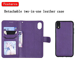 Wewoo Housse Coque Pour iPhone XR Étui de protection à rabat horizontal de couleur unie avec support et fentes cartes et portefeuille et cadre photo et lanière violet pas cher