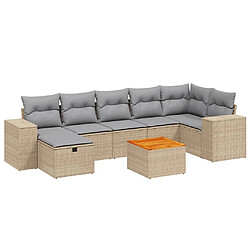 Maison Chic Ensemble à manger d'extérieur 8 pcs avec coussins,Salon de jardin,Mobilier de jardin mélange beige résine tressée -GKD229254