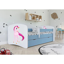 Lit Babydreams bleu licorne sans matelas tiroir 180/80