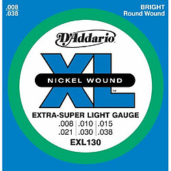 D'Addario Cordes en nickel pour guitare électrique D'Addario EXL130, Extra Super Light, 8-38