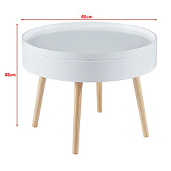 Helloshop26 Table basse avec plateau amovible 45 x 60 cm blanc 03_0008427