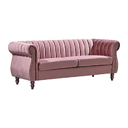 Avis Vente-Unique Canapé chesterfield 3 places en velours vieux rose TRUMBO