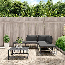 Maison Chic Salon de jardin 6 pcs + coussins - Mobilier/Meubles de jardin - Table et chaises d'extérieur anthracite résine tressée -MN20259