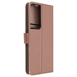 Avizar Étui Samsung S21 Ultra Portefeuille Support Vidéo Motif Mandala Fleur Rose gold