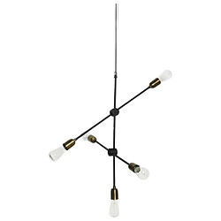 MOLECULAR-Suspension modulable 5 Lumières Métal Ø68cm noir mat laiton House Doctor