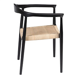 Avis BigBuy Home Chaise de Salle à Manger Noir Naturel Rotin bois de teck 59 x 58 x 76,5 cm