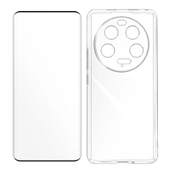 Avizar Coque pour Xiaomi 13 Ultra Silicone Gel et Verre Trempé Bord Incurvé Noir