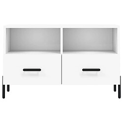 Maison Chic Meuble TV scandinave - Banc TV pour salon Blanc 80x36x50 cm Bois d'ingénierie -MN74843 pas cher