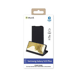 Muvit Étui pour Samsung Galaxy S23 Plus Édition Folio Stand avec Emplacement de Cartes Noir