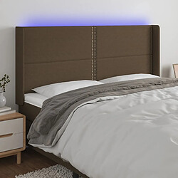 vidaXL Tête de lit à LED Marron foncé 163x16x118/128 cm Tissu