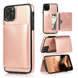 Wewoo Coque Rigide Pour iPhone 11 Pro de protection antichoc en PU + TPU avec fentes cartes et support Or rose