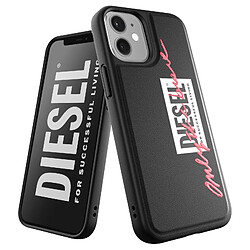 Diesel Coque pour iPhone 12 Mini Anti-chutes 1.5m Slogan Only the brave Noir