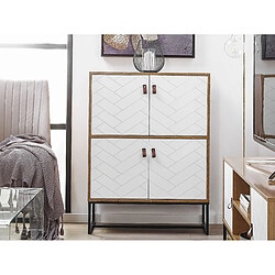 Beliani Commode effet bois clair et blanche 4 portes NUEVA