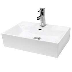 Ecd Germany Vasque en céramique blanc avec bonde de vidage pour salle de bain 515x360x130 mm