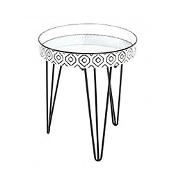 Pegane Table d'appoint coloris noir-blanc en métal - H 46 x Ø 39 cm