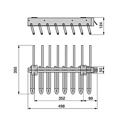 Porte-pantalons extractible Keeper Emuca pour montage côté droit finition gris métallisé