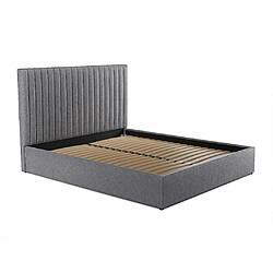 Avis Vente-Unique Lit coffre 160 x 200 cm avec tête de lit coutures verticales - Tissu - Gris - SARAH