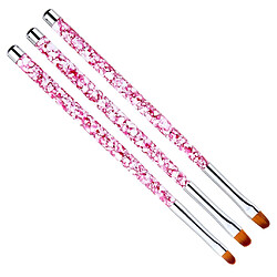 3X Pointe Pointue Ronde Brosse à Ongles Peinture Brosse Stylo Manucure Nail Art Rose