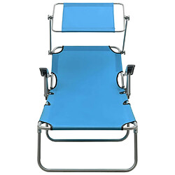 Maison Chic Chaise longue avec auvent | Bain de soleil Relax | Transat acier bleu -GKD19570