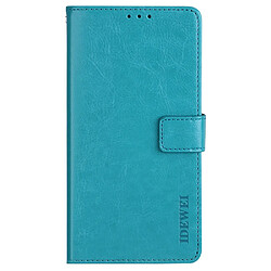 Etui en PU IDEWEI antichoc, texture crazy horse, fermeture magnétique avec support pour votre iPhone 14 Pro - bleu ciel