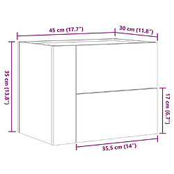 vidaXL Table de chevet murale blanc 45x30x35 cm pas cher