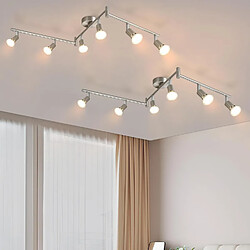 NETTLIFE 6 Spots de plafond salon moderne GU10 pivotants à 330° en acier inoxydable pour chambre intérieur (sans ampoule)