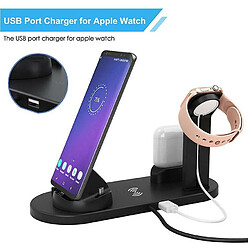 Acheter Chrono Station de charge sans fil 4 en 1, station de charge rotative à 360 ° pour téléphones Apple/Micro/type C, support de charge rapide sans fil Qi pour série iWatch, Airpods, iPhone, Samsung Galaxy,(noir)