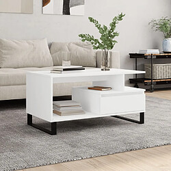 Maison Chic Table basse,Table Console Table d'appoint, Table pour salon Blanc 90x49x45 cm Bois d'ingénierie -MN66073