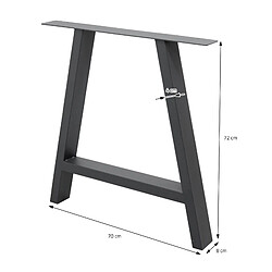 Avis Ecd Germany Set 2 Pieds de table pied de meuble acier forme A support banc gris 70 x 72 cm