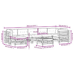 vidaXL Salon de jardin 8 pcs avec coussins blanc bois massif pas cher