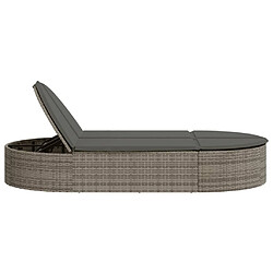 Avis vidaXL Chaise longue double avec coussins gris résine tressée