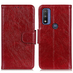 Etui en PU texture nappa avec support et fermeture magnétique rouge pour votre Motorola G Pure