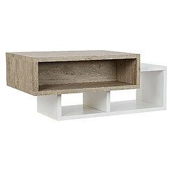 Pegane Table basse en bois coloris blanc et naturel - longueur 110 x profondeur 60 x hauteur 45 cm