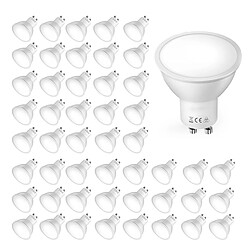 Lot de 50 Ampoule LED avec cache GU10 3W Blanc froid Etanche IP20 120° 50x55mm - Visiodirect -