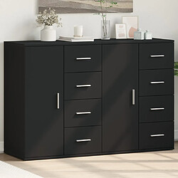 vidaXL Buffets 2 pcs noir 59x39x80 cm bois d'ingénierie